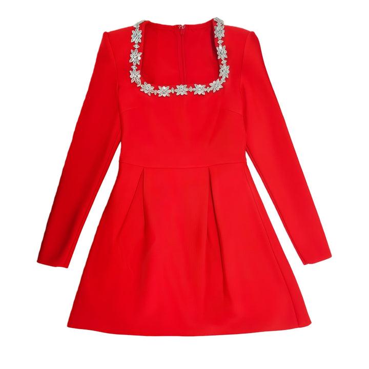 Elegant fitted mini dress decorated with diamonds - Ayla