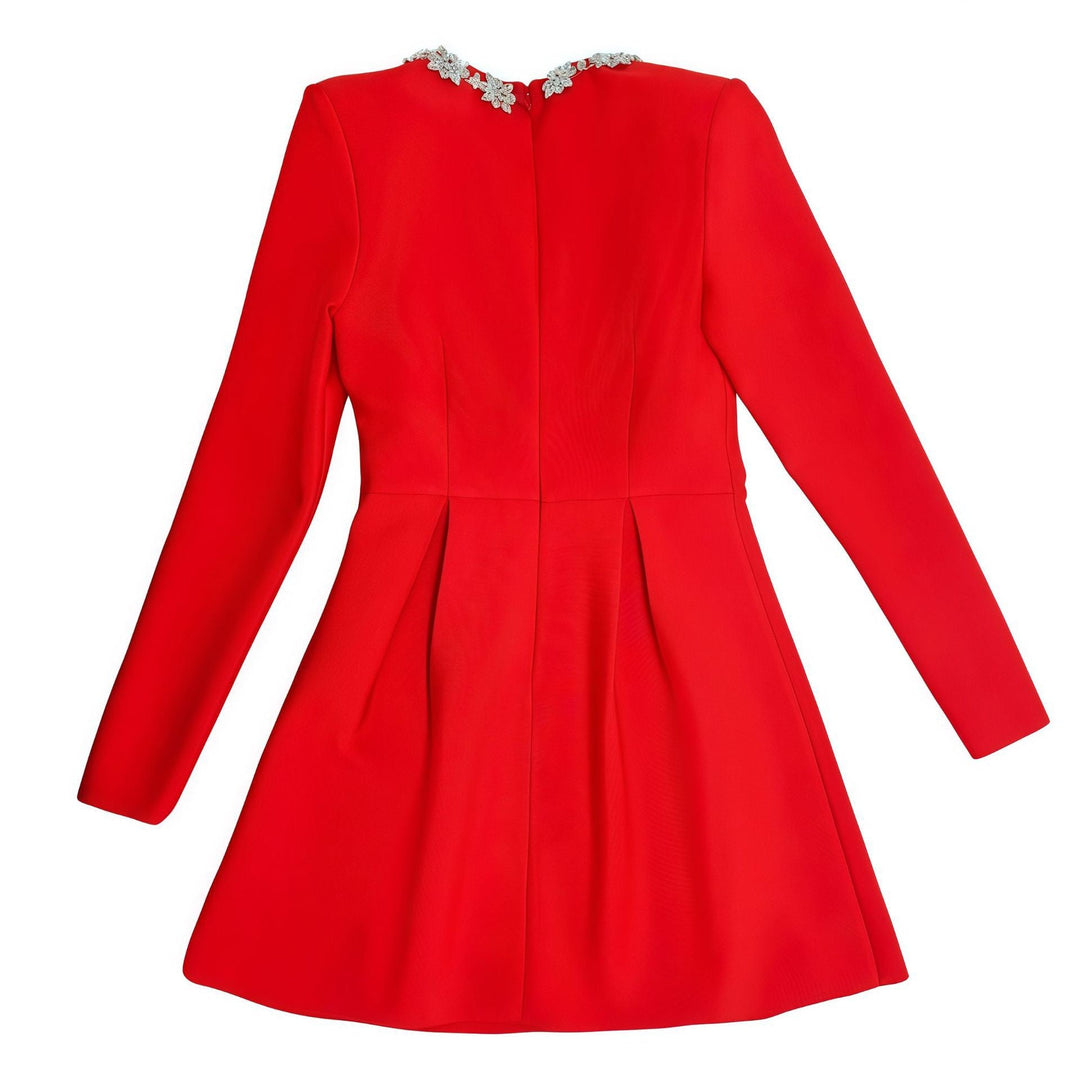 Elegant fitted mini dress decorated with diamonds - Ayla
