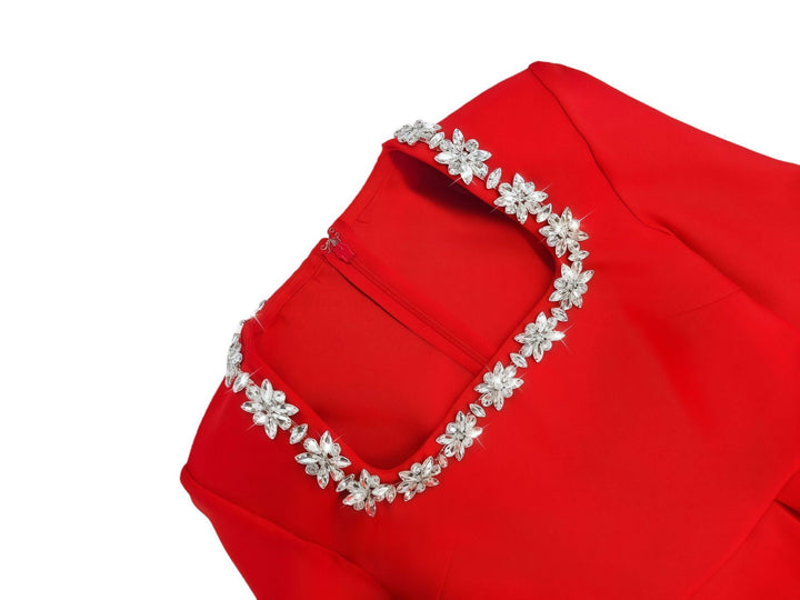 Elegant fitted mini dress decorated with diamonds - Ayla