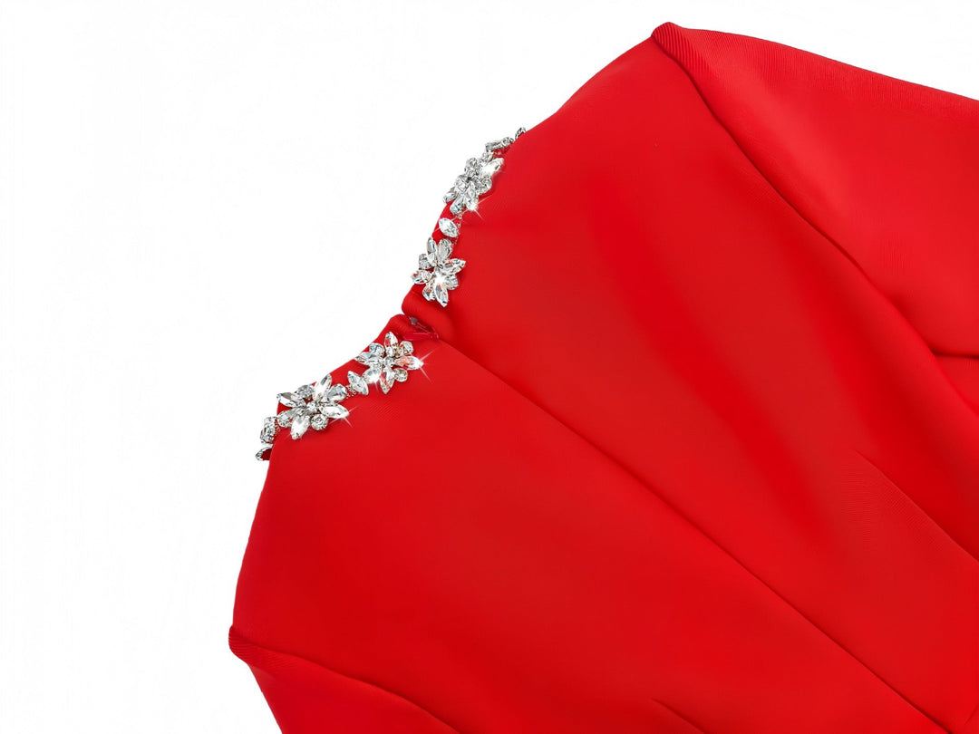 Elegant fitted mini dress decorated with diamonds - Ayla