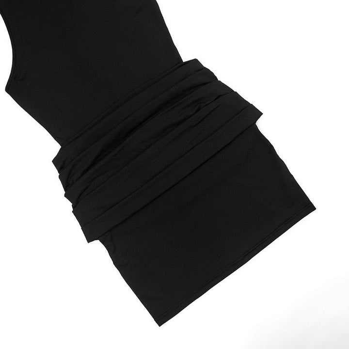 Mini dress with turtleneck collar and pleats - PENNY