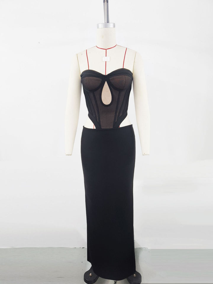 Maxi Strapless Shaping Fabric Dress with Corset Design - EMARY