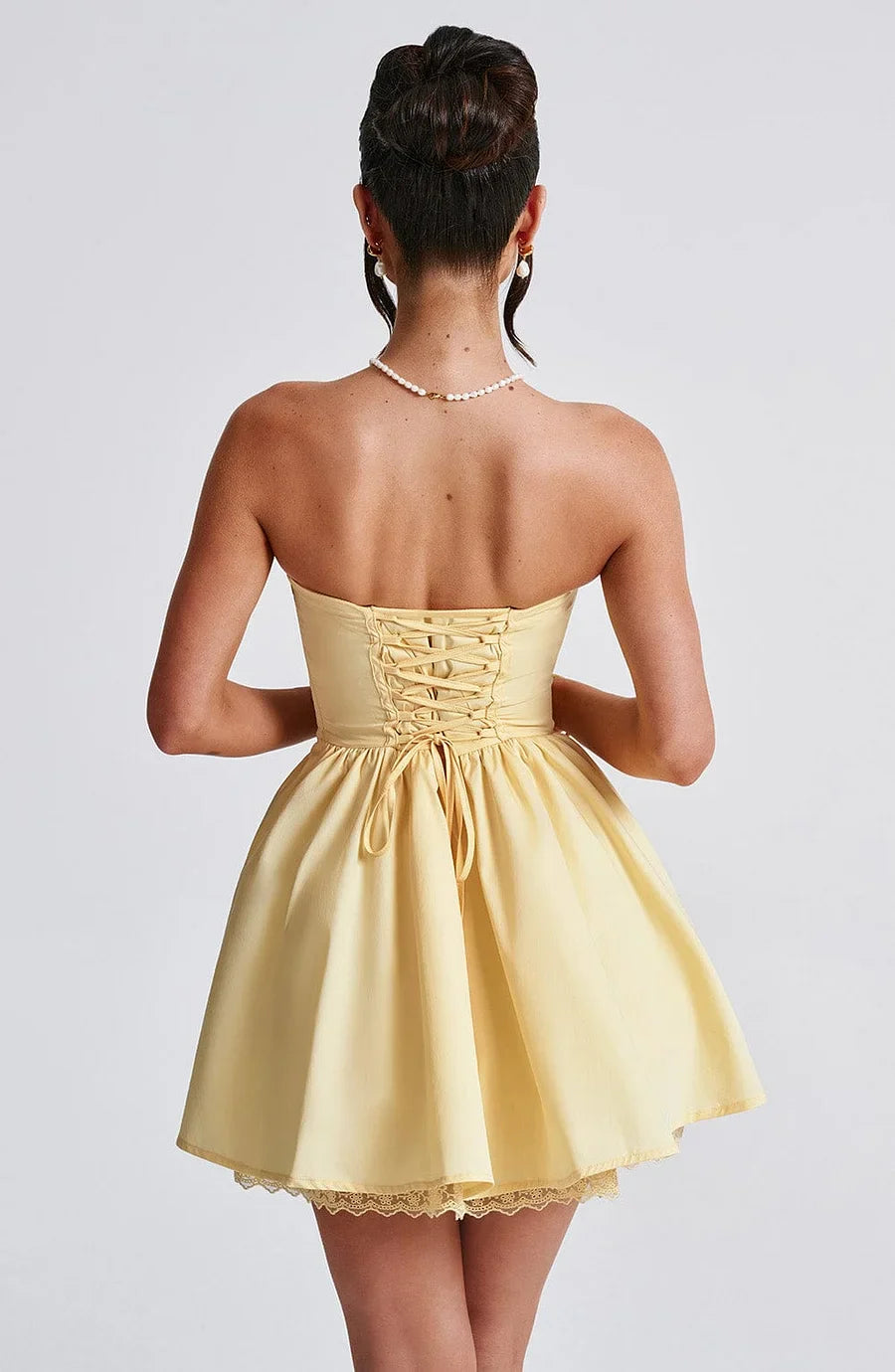 A-Line Mini Dress with Back Tie for Waist Fit, Country Style - Reya