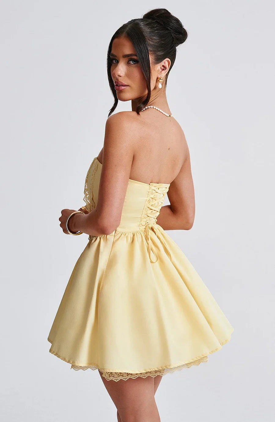 A-Line Mini Dress with Back Tie for Waist Fit, Country Style - Reya