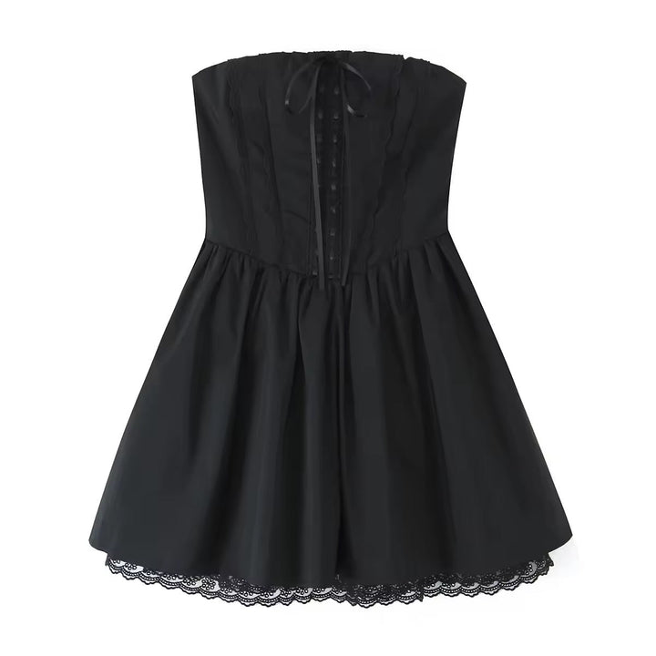 A-Line Mini Dress with Back Tie for Waist Fit, Country Style - Reya