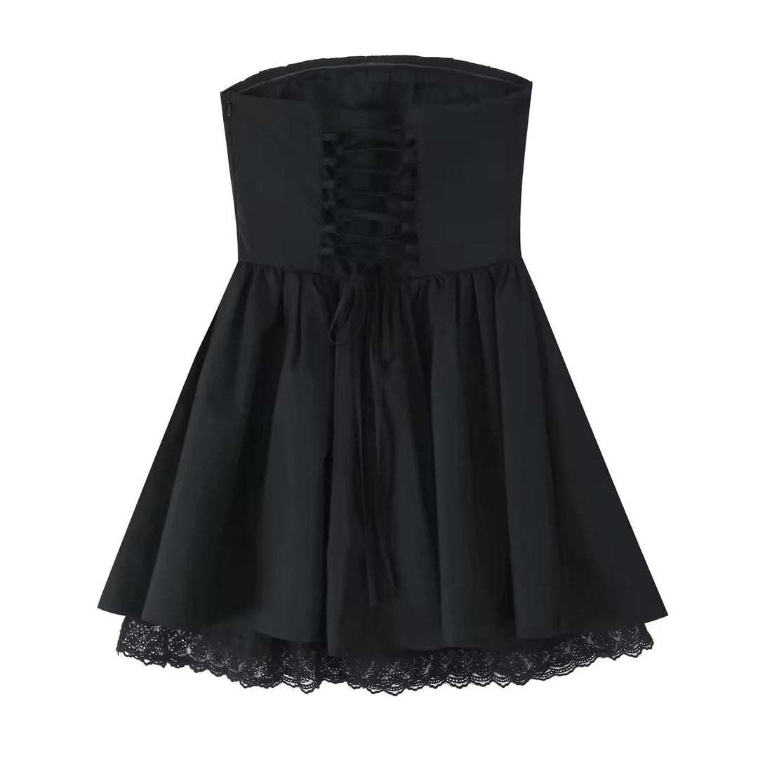 A-Line Mini Dress with Back Tie for Waist Fit, Country Style - Reya