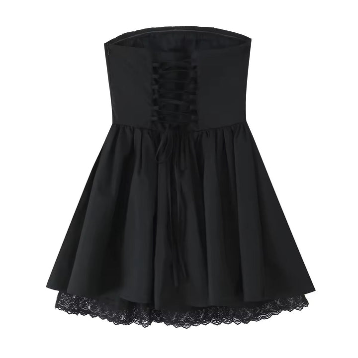 A-Line Mini Dress with Back Tie for Waist Fit, Country Style - Reya