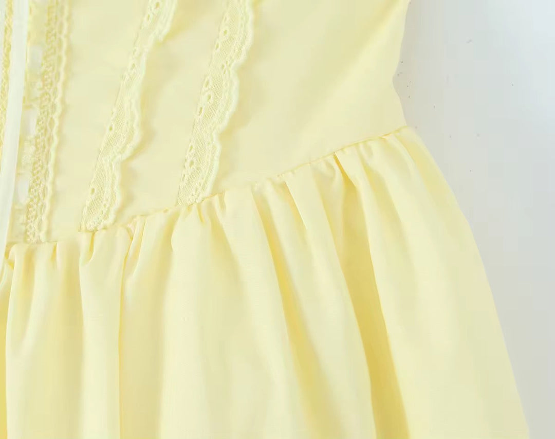 A-Line Mini Dress with Back Tie for Waist Fit, Country Style - Reya