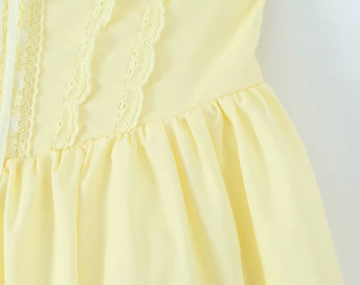 A-Line Mini Dress with Back Tie for Waist Fit, Country Style - Reya