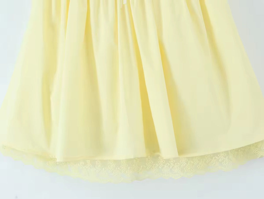 A-Line Mini Dress with Back Tie for Waist Fit, Country Style - Reya