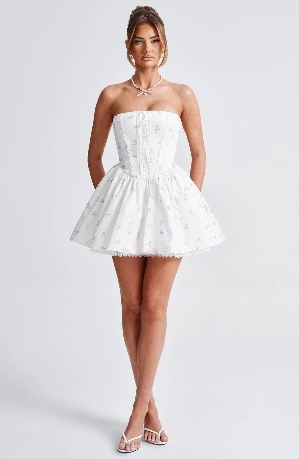 A-Line Mini Dress with Back Tie for Waist Fit, Country Style - Reya
