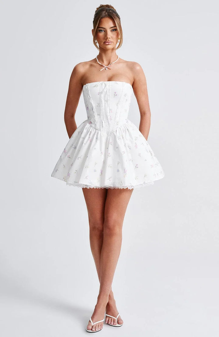 A-Line Mini Dress with Back Tie for Waist Fit, Country Style - Reya