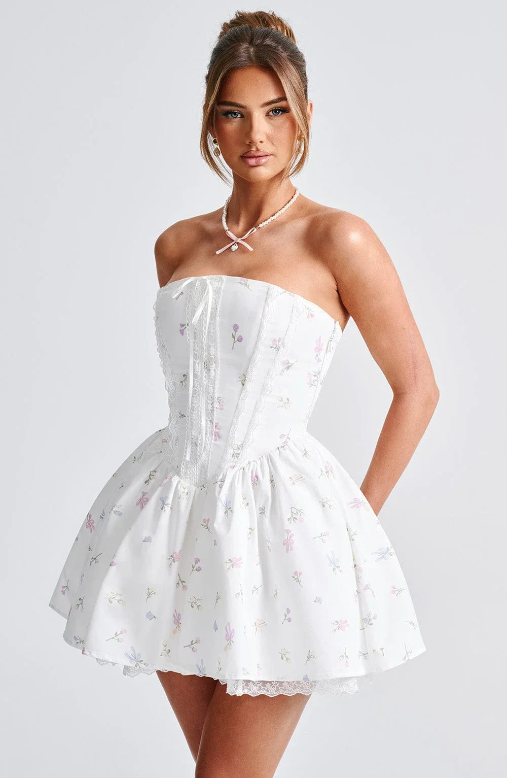A-Line Mini Dress with Back Tie for Waist Fit, Country Style - Reya