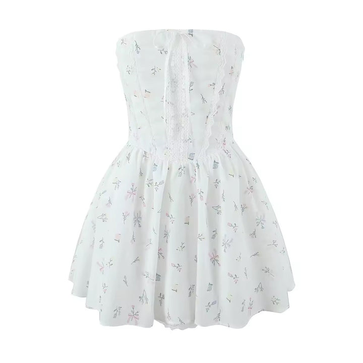 A-Line Mini Dress with Back Tie for Waist Fit, Country Style - Reya