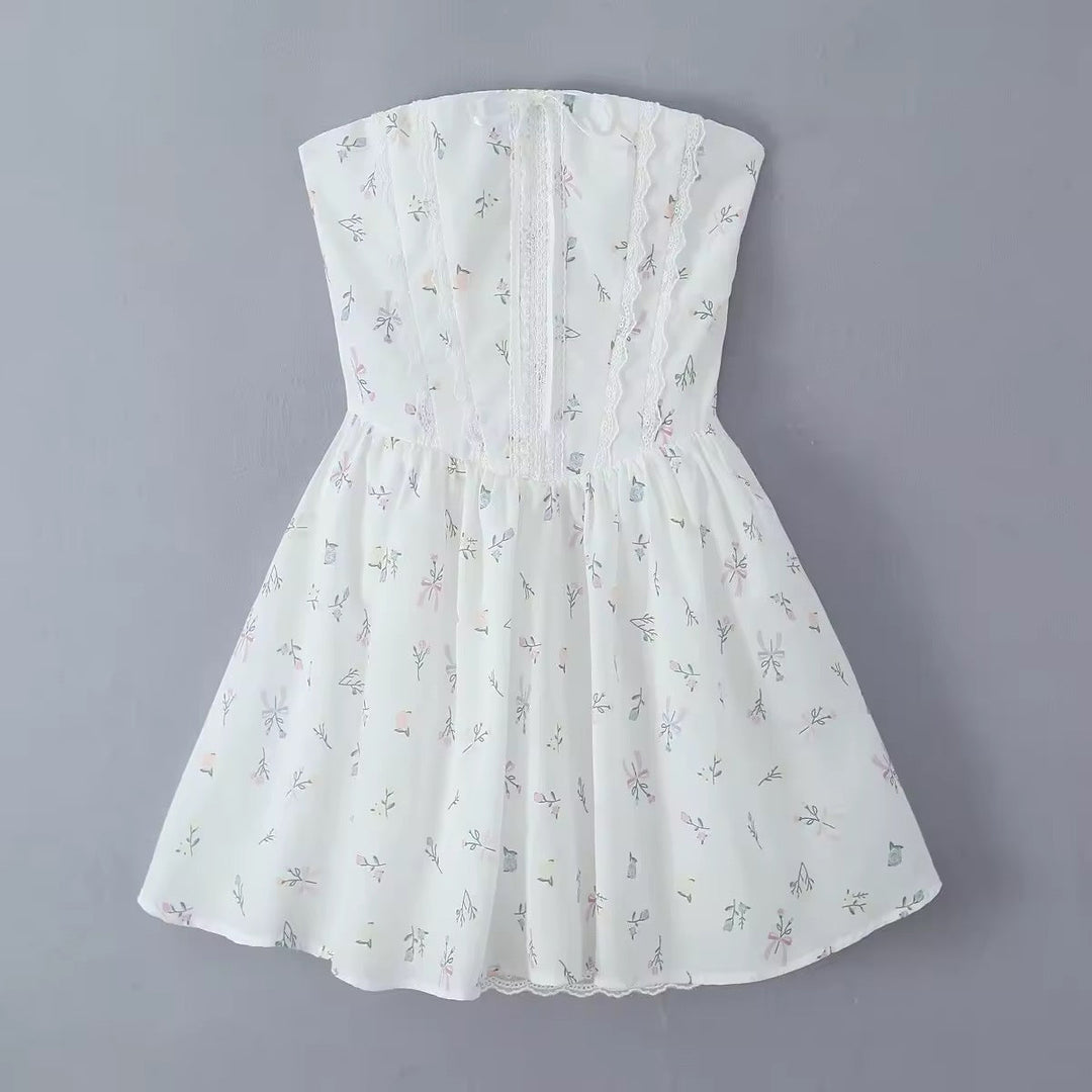 A-Line Mini Dress with Back Tie for Waist Fit, Country Style - Reya