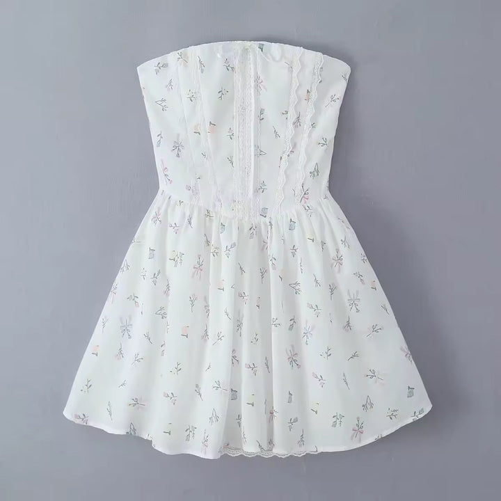 A-Line Mini Dress with Back Tie for Waist Fit, Country Style - Reya