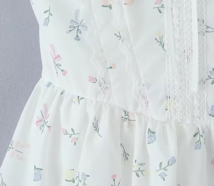A-Line Mini Dress with Back Tie for Waist Fit, Country Style - Reya