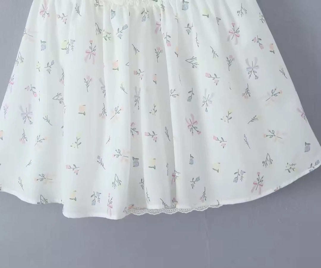 A-Line Mini Dress with Back Tie for Waist Fit, Country Style - Reya