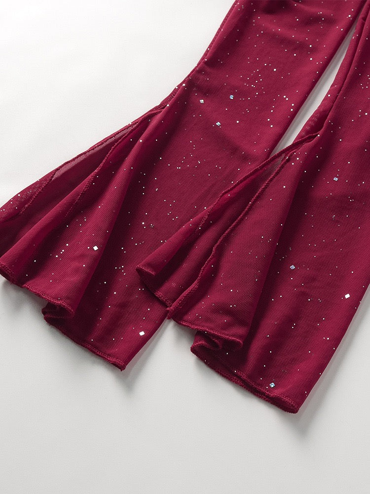 Maxi Glitter Dress with Open Back and Slit - Madame