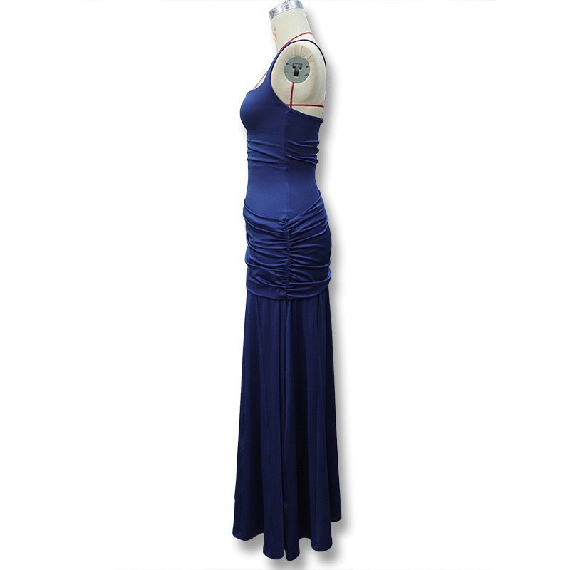Laor elegant pleated maxi dress