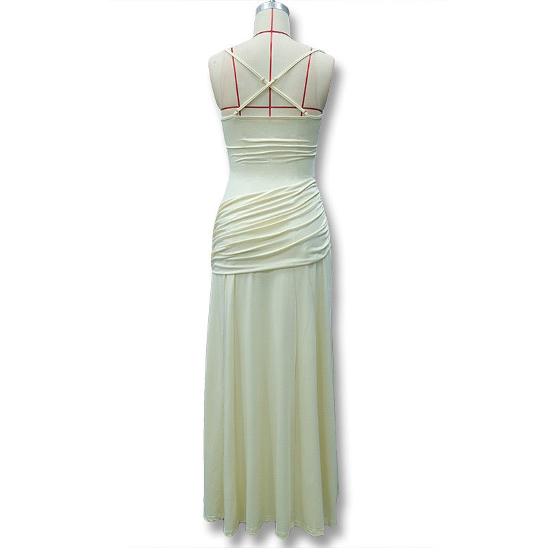 Laor elegant pleated maxi dress