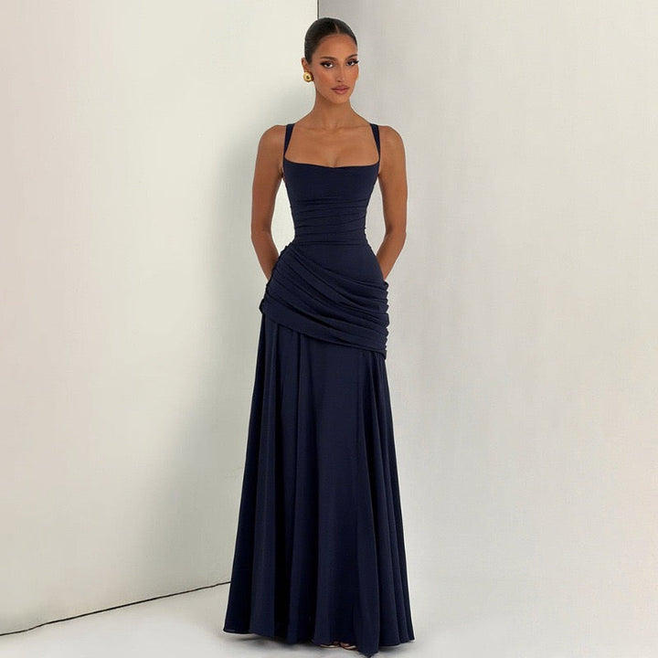 Laor elegant pleated maxi dress