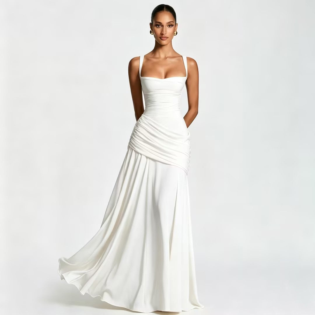 Laor elegant pleated maxi dress