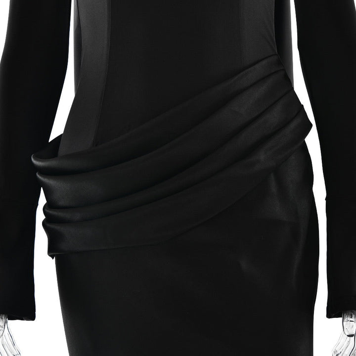 Nora satin and pleated maxi dress with a matching scarf