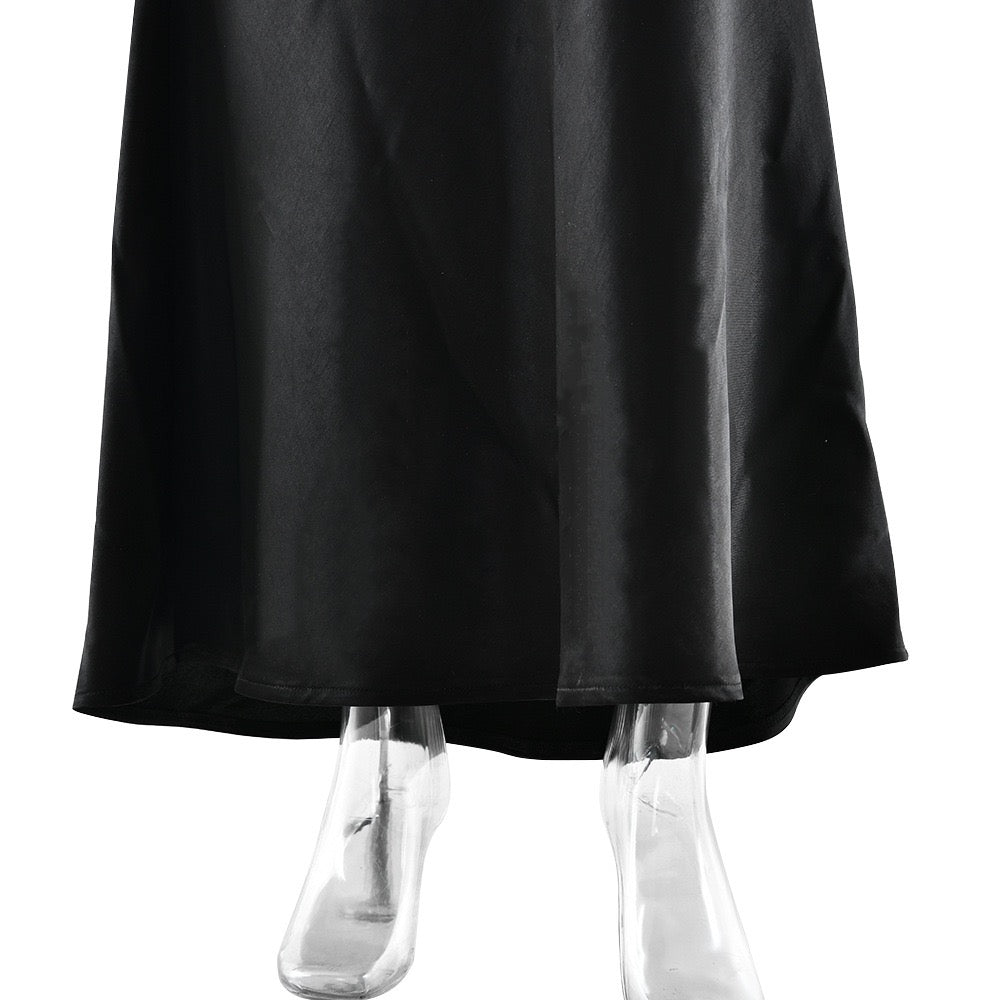 Nora satin and pleated maxi dress with a matching scarf