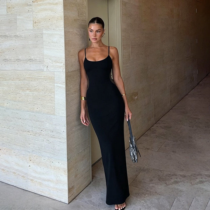 Talin mesh-design maxi dress