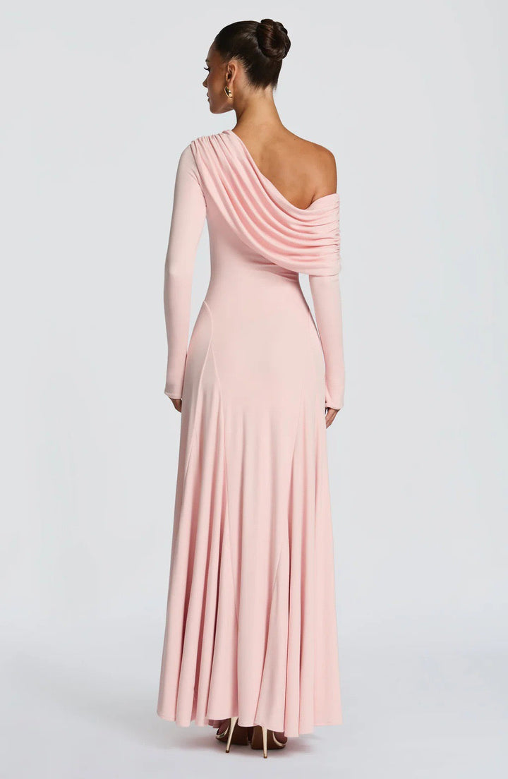 Mariana maxi dress with a gathered design and an off-shoulder neckline