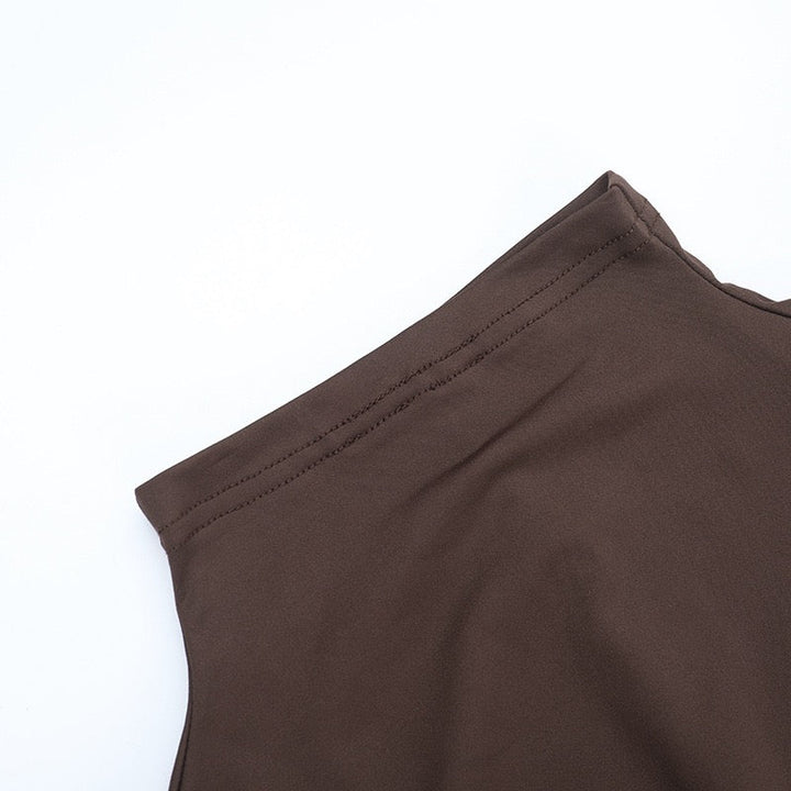 Maxi Dress with Corset and Turtleneck Collar Design - SHERON