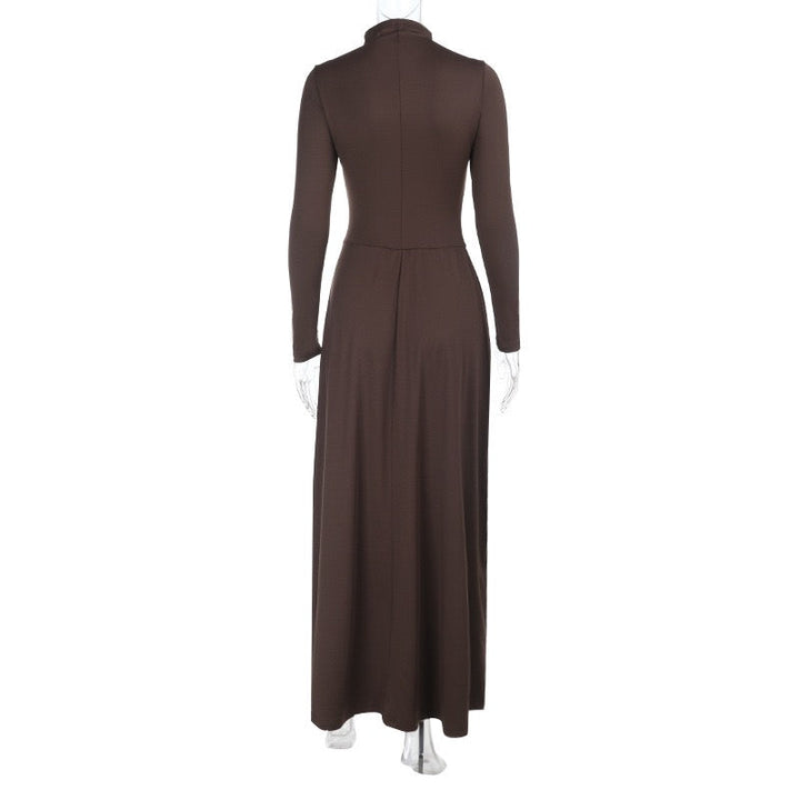 Maxi Dress with Corset and Turtleneck Collar Design - SHERON