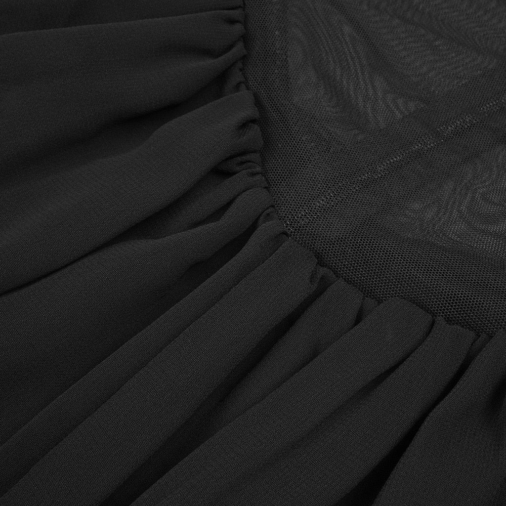 LINOR strapless ruffle mesh-design maxi dress with a corset