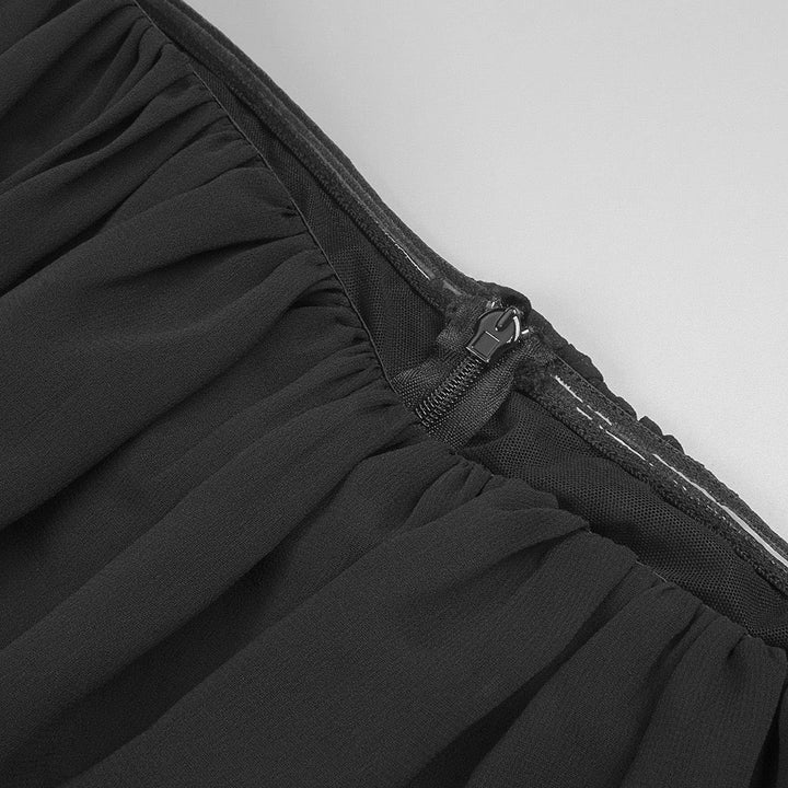 LINOR strapless ruffle mesh-design maxi dress with a corset