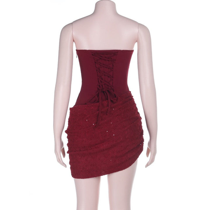 Strapless Mini Dress with Sequin Design - Pixi