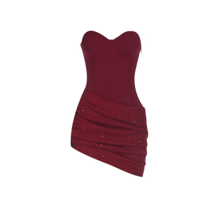 Strapless Mini Dress with Sequin Design - Pixi