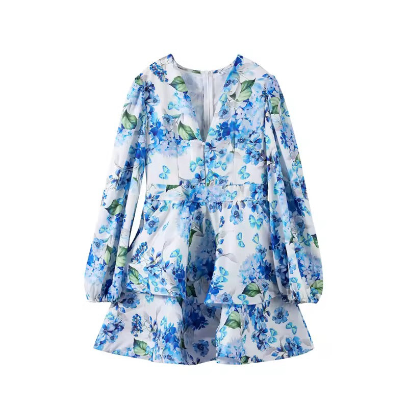 Floral Ruffled Mini Dress with Tiered Design - MIEL