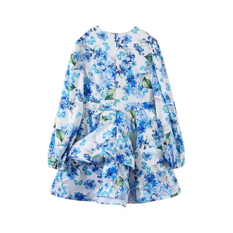 Floral Ruffled Mini Dress with Tiered Design - MIEL