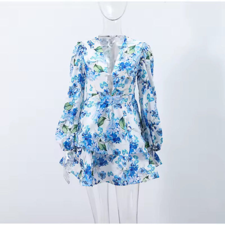 Floral Ruffled Mini Dress with Tiered Design - MIEL