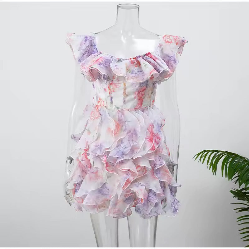 Floral Off-Shoulder Ruffled Mini Dress - Lisa
