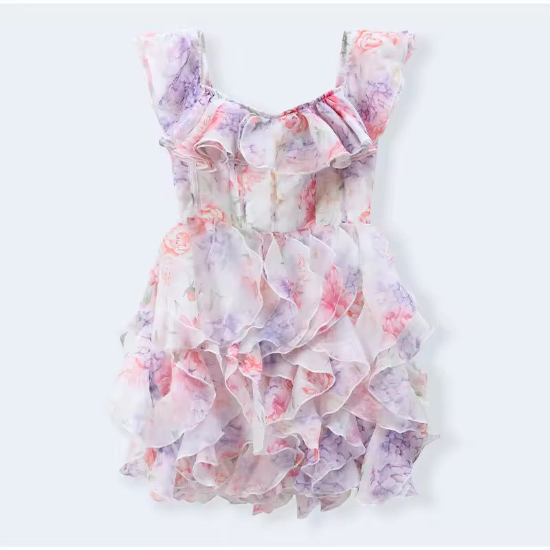 Floral Off-Shoulder Ruffled Mini Dress - Lisa