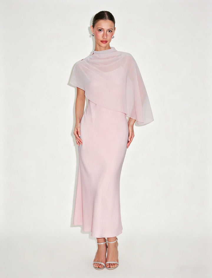 Dania satin maxi dress with a chiffon overlay