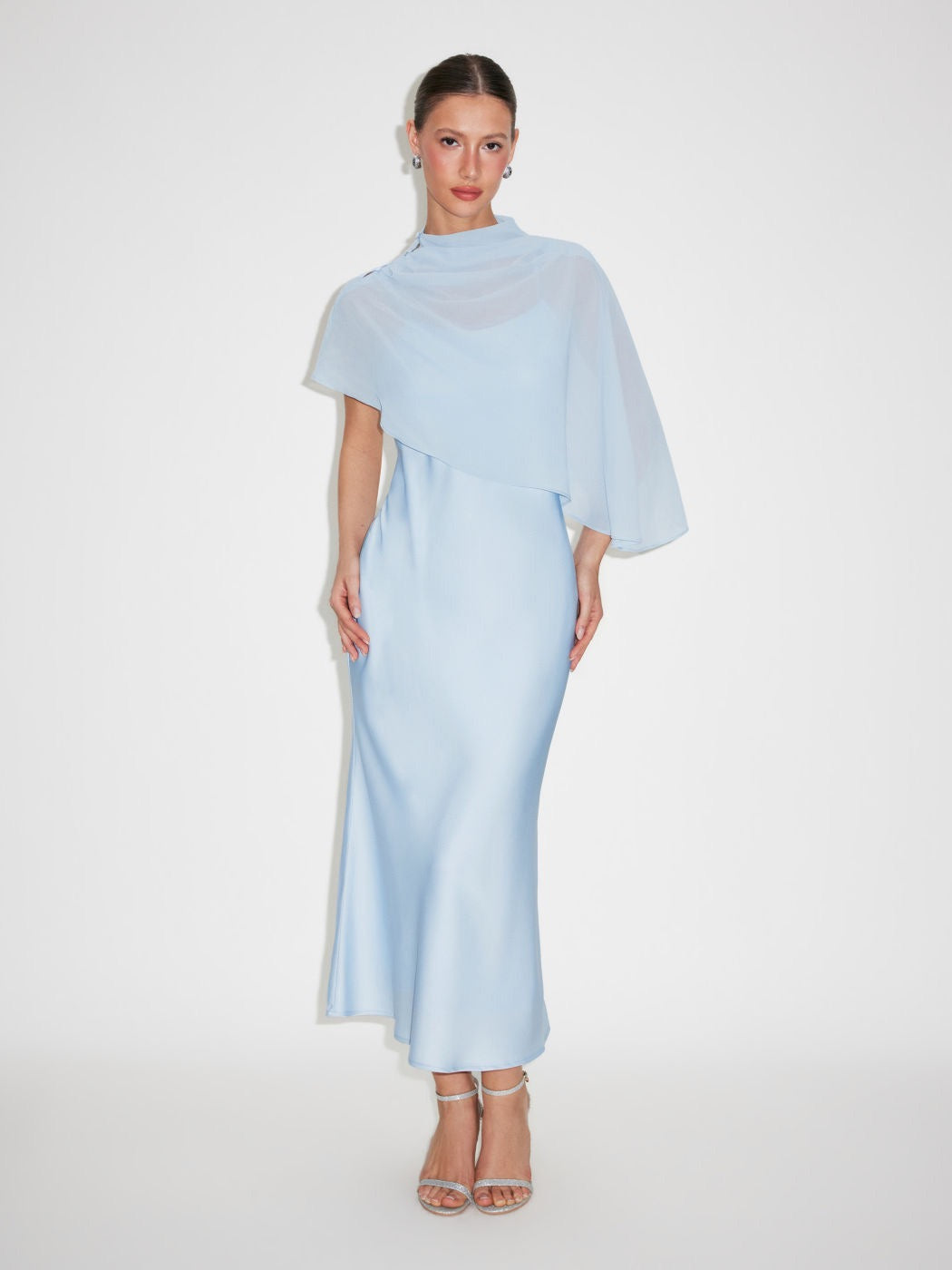 Dania satin maxi dress with a chiffon overlay