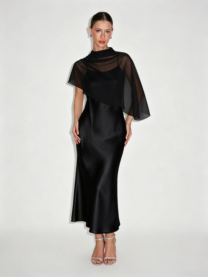 Dania satin maxi dress with a chiffon overlay