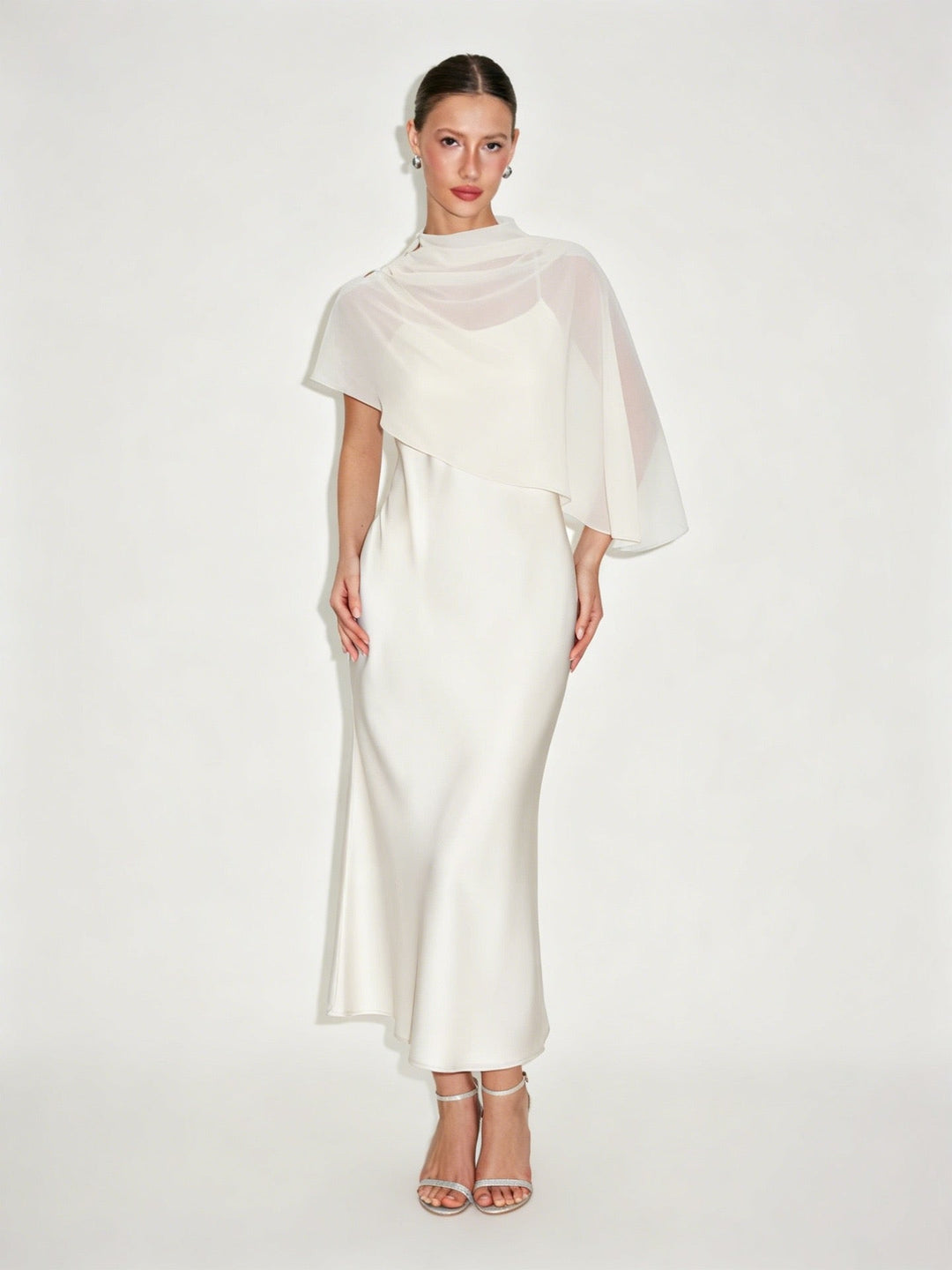Dania satin maxi dress with a chiffon overlay