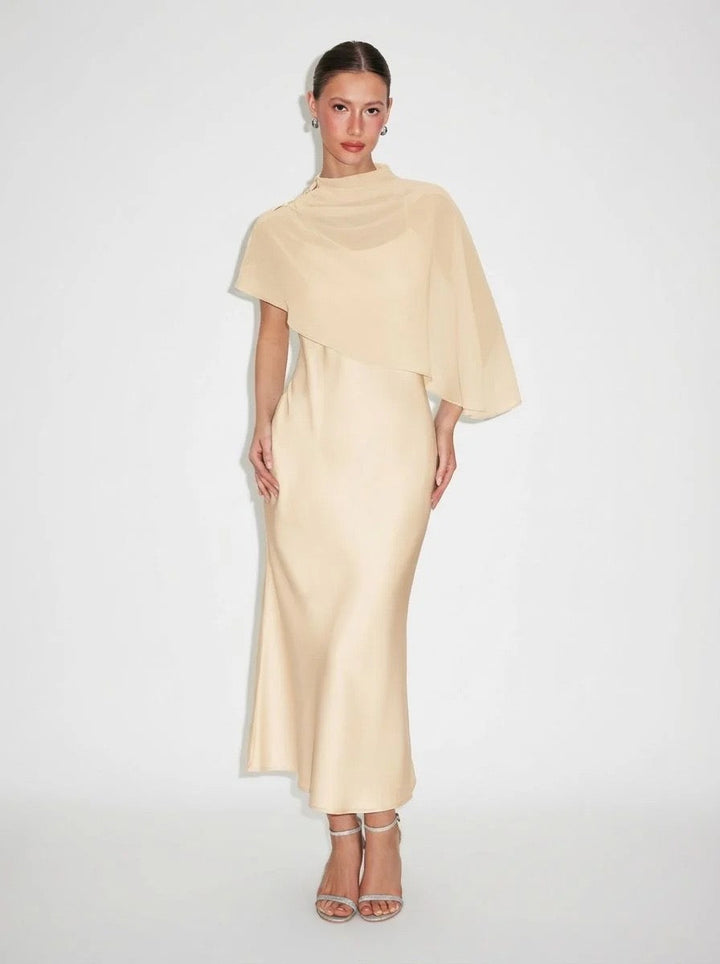 Dania satin maxi dress with a chiffon overlay