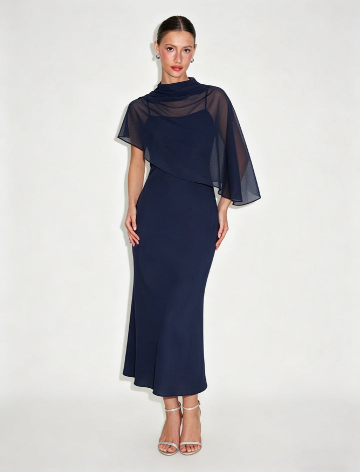 Dania satin maxi dress with a chiffon overlay