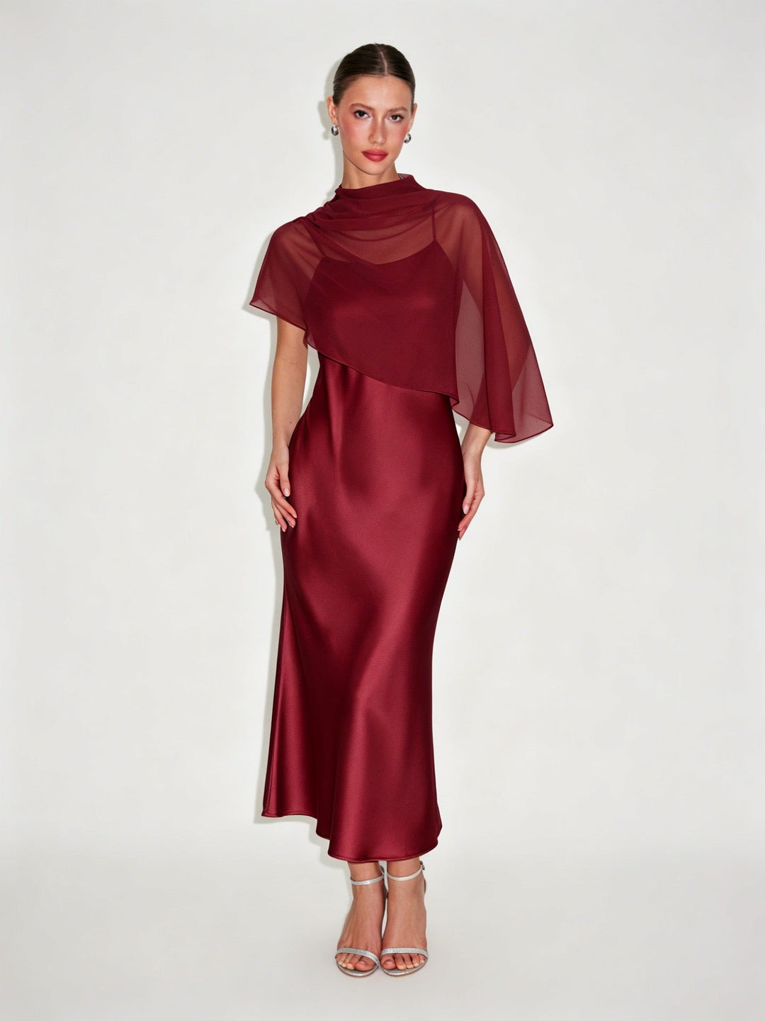 Dania satin maxi dress with a chiffon overlay