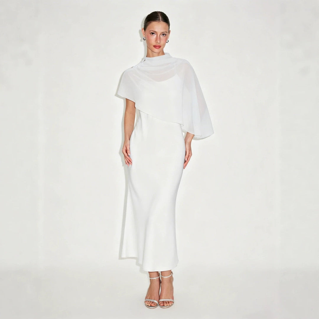 Dania satin maxi dress with a chiffon overlay